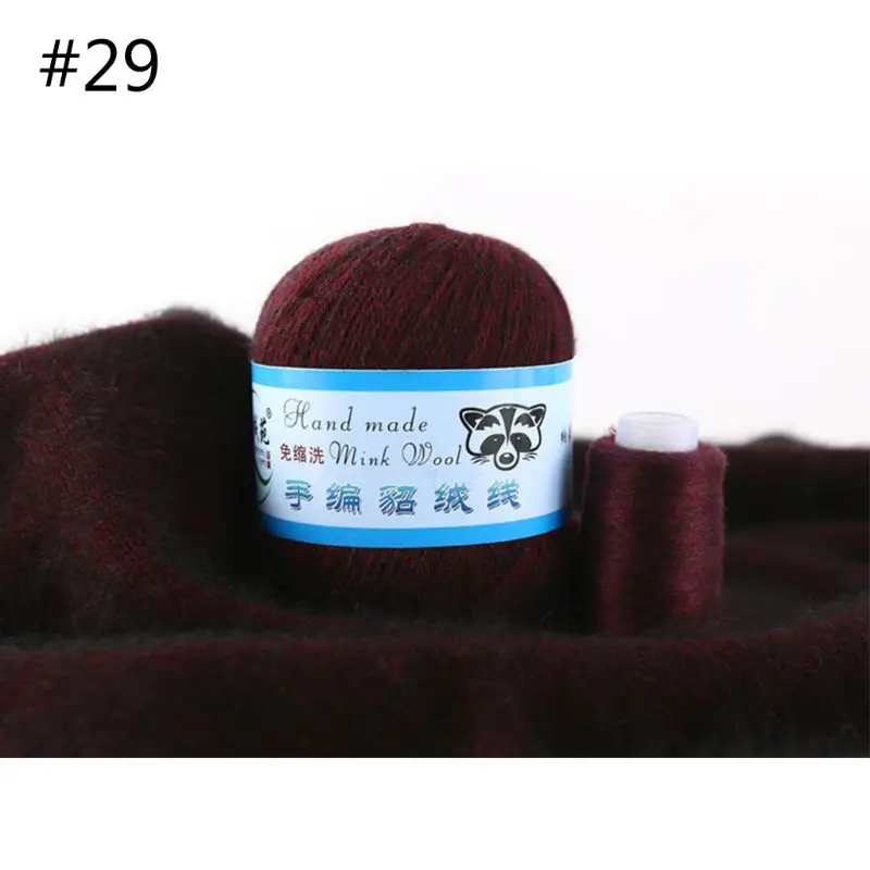 50g Soft Mink Wool Yarn Hand-knitted Luxury Cashmere Crochet Knitted Crochet Knitting Scarf M0XD - Color: 29