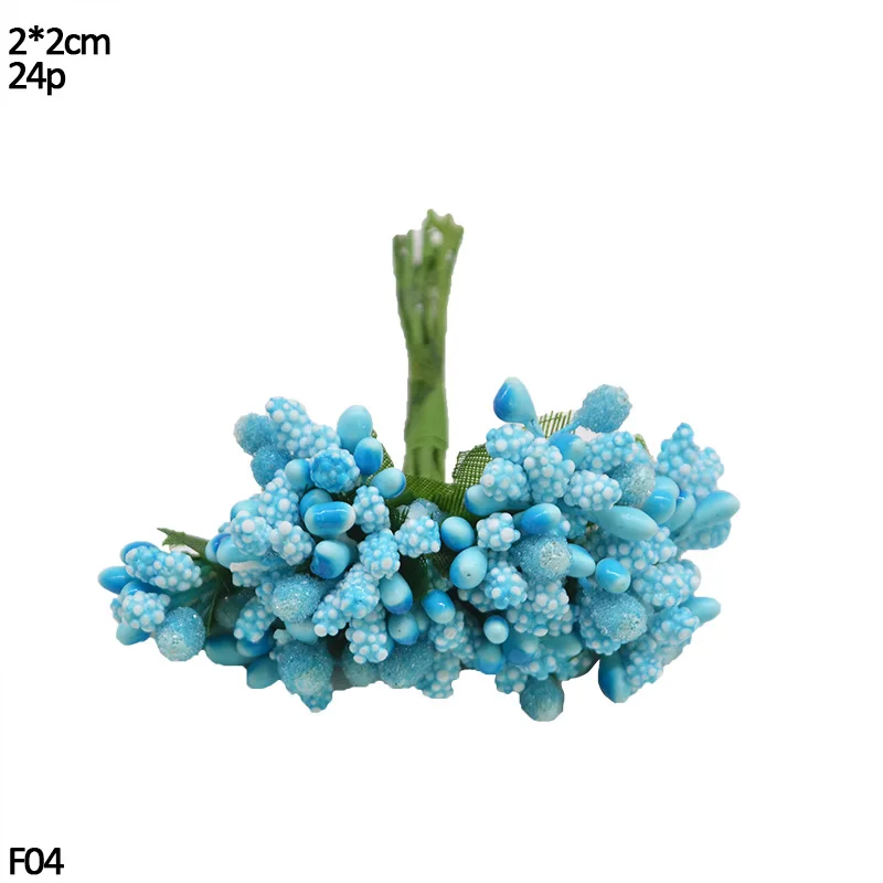 Смешанный стиль синий искусственный цветок тычинки вишня ягоды букет свадебное Рождественское украшение DIY ВЕНОК ремесло подарочные принадлежности - Цвет: F04