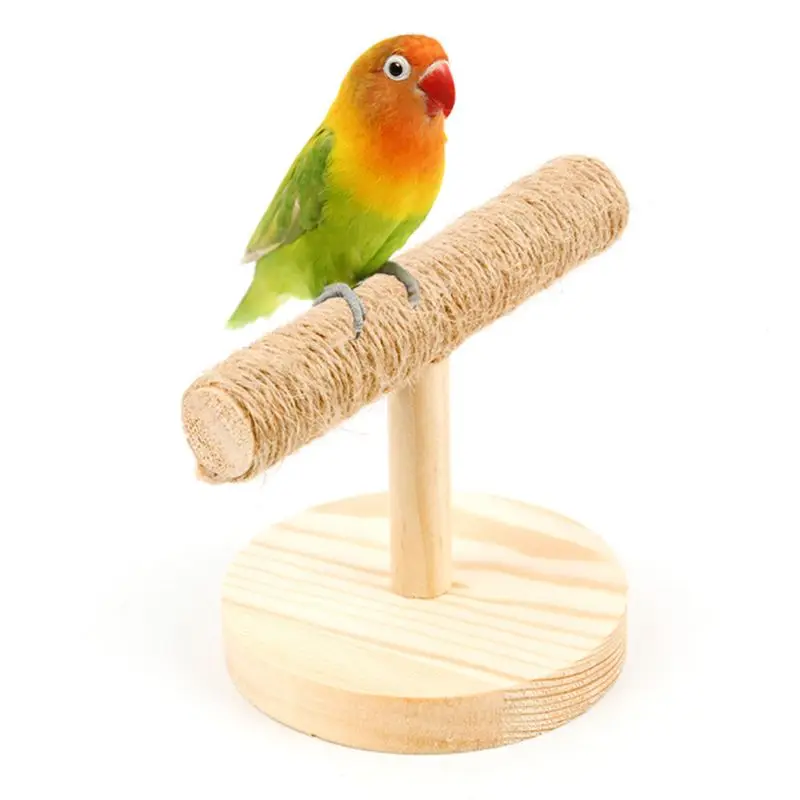 Parrot Wooden Tabletop Perch Bird Stand Training Exercise Sisal Claw Feet Grinding Bird Chew Retailsale