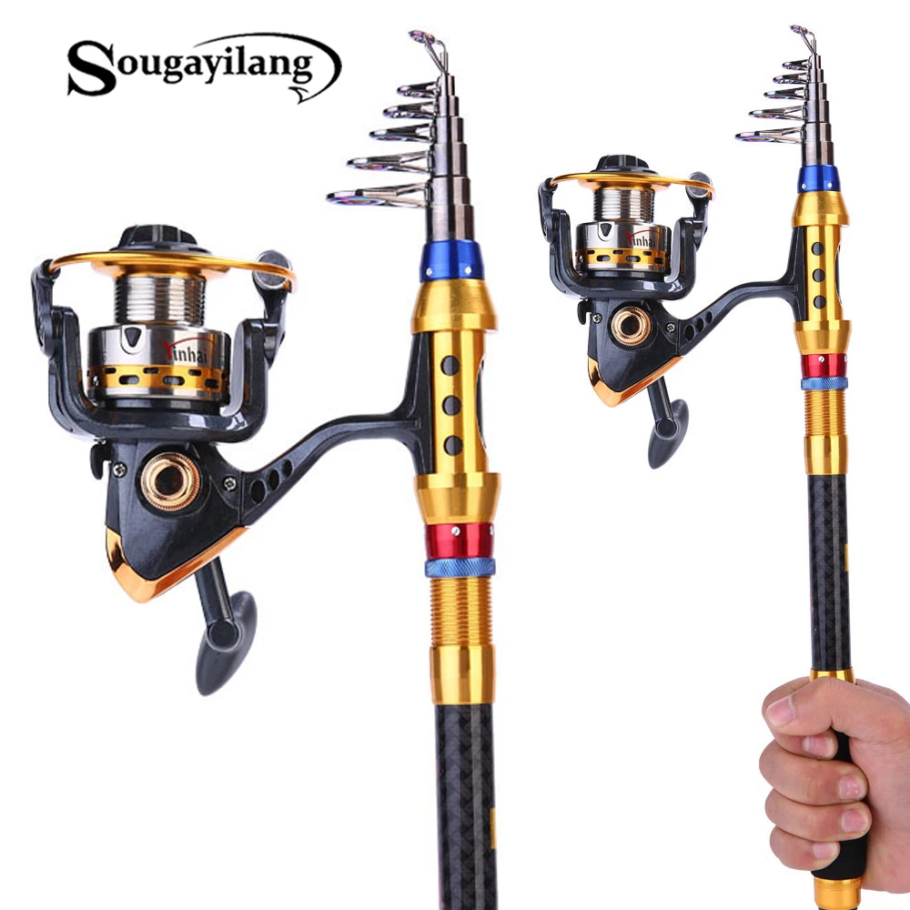 

Sougayilang 1.8-3.0m Telescopic Fishing Rod And Spinning Sea Fishing Reel Combo Carp Carbon Fishing Rod Reels Sets vara de pesca
