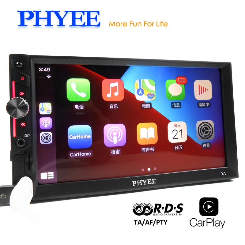 Автомагнитола 2 Din Carplay стереоприемник RDS Bluetooth Mirror Link HD MP5 плеер USB TF микрофон