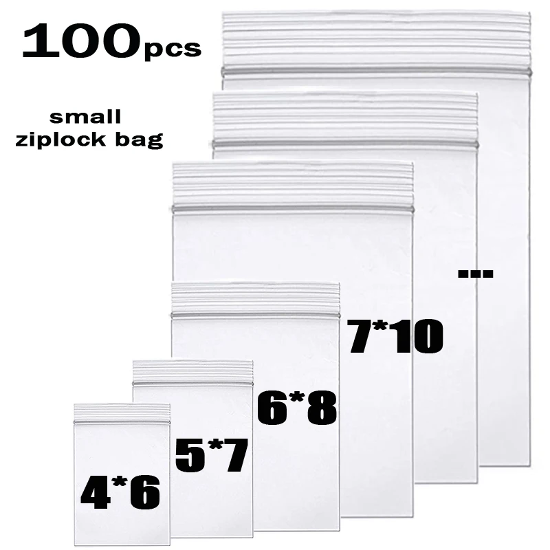 

Wholesale 100pcs/lot Thick Zip lock Ziplock bags Clear Small Plastic Jewelry Storage package Bag Reclosable Poly Bag 0.12mm 0.07