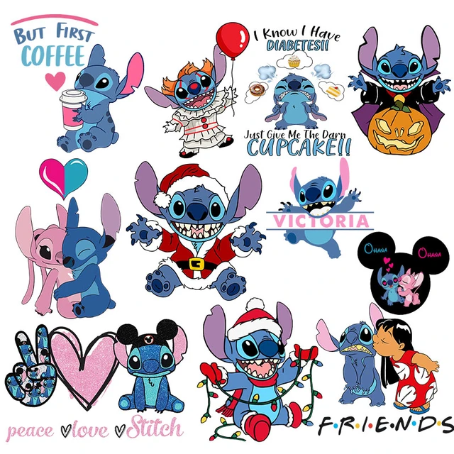 Stitch Christmas stickers Iron-on Transfers on Clothes Thermal transfer  printing on Jackets bags socks pillow clothes