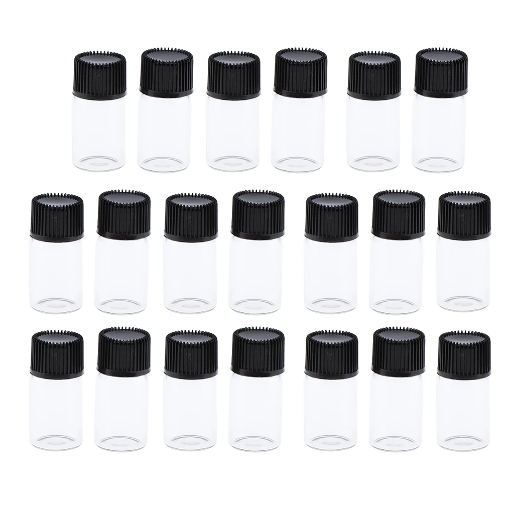20 Packs 3ML Clear Glass Vials with Plastic Cap for Essential Oils, Aromatherapy, Fragrance, Serums
