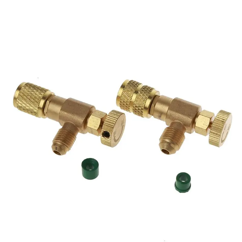 2pcs set Adding Fluorine Liquid Safety Valve R410 R22 Air Conditioning Refrigerant 1/4 Safety Adapter