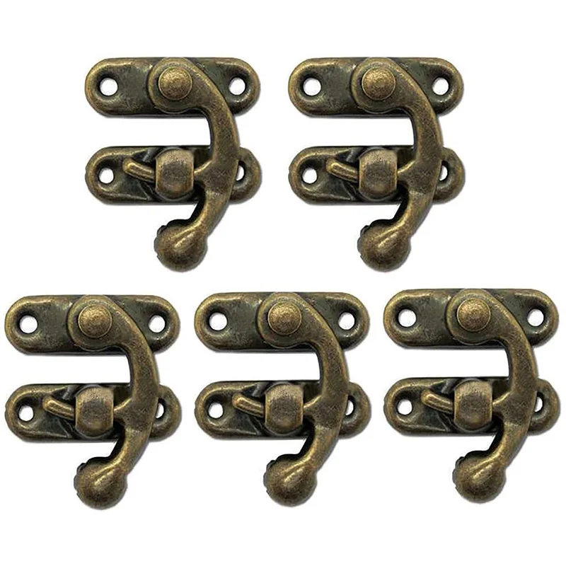 5Pcs Retro Antique Right Latch Hook Hasp Wood Jewelry Box Latch Hook Clasp Decoration For Decorative Cabinet Small Wooden Box