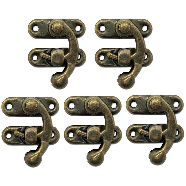 5Pcs Retro Antique Right Latch Hook Hasp Wood Jewelry Box Latch