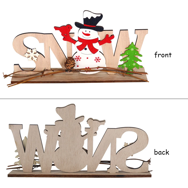 Noel Christmas Decorations for Home Wooden Craft Xmas Navidad Christmas Gift Santa Claus Snowman Gift Box Christmas Tree Decor