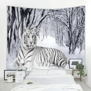 

Tiger In The Snow Tapestry Indian Mandala Tapestry Wall Hanging Tapestries Boho Bedroom Wall Rug Couch Blanket Hanging