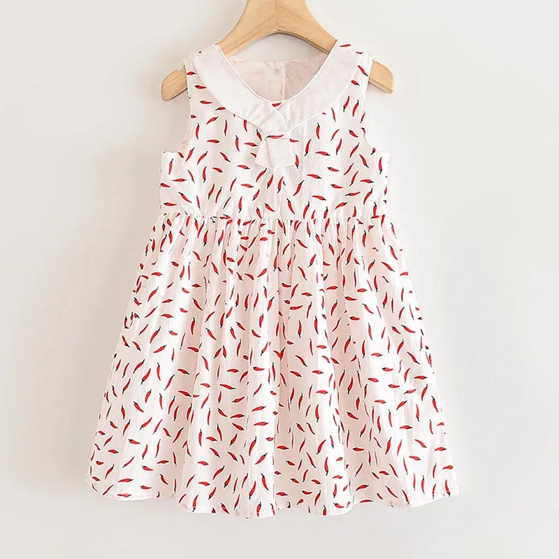 Girls Baby Dresses New Brand Chili Dress Sleeveless Vest Kids Pepper Cute Pattern Suit Toddler Children Clothing 3 8Y | Детская одежда