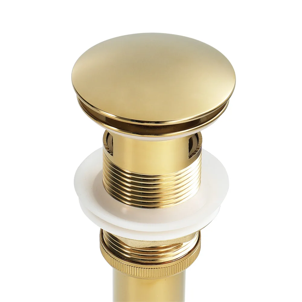 

Sink Drain Strainer Push Down Pop-Up Drain Brass Drain Plug Brushed Gold Drainage Bathroom Sinks Drains Wash Basin Drainer