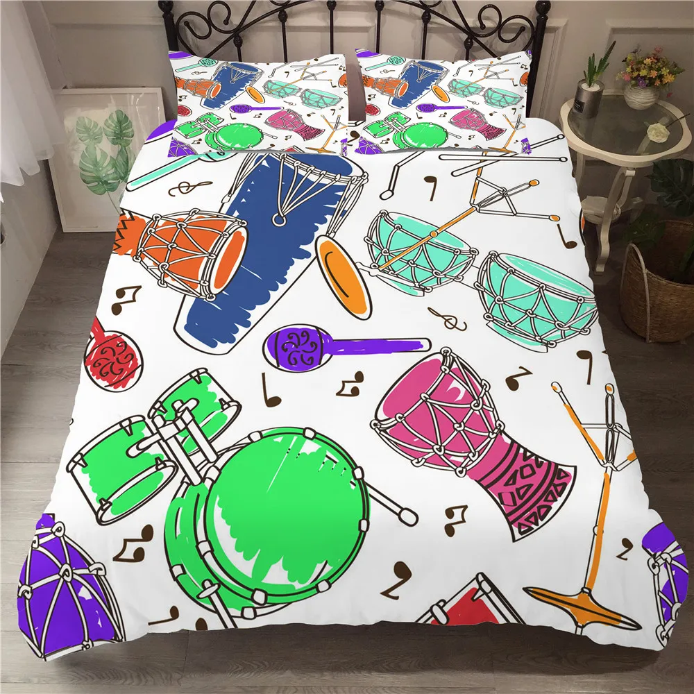 

Quilts and Bedding Sets Cartoon Musical Instrument Printed Home Textiles Duvet Cover with Pillowcsaes Bed Linen Bedroom Clothes