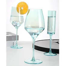 Голубой-синий скос красное вино бокал большой живот шампанское красное вино бокал чашка MF