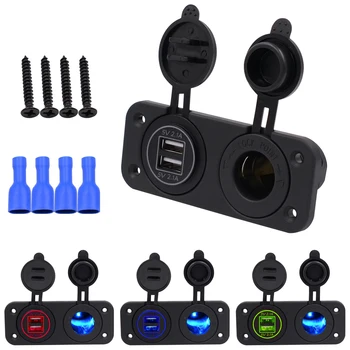 

Waterproof Dual USB Charger Port 12V Motorbike Motorcycle Handlebar Cigarette Lighter Socket Panel for Car Boat