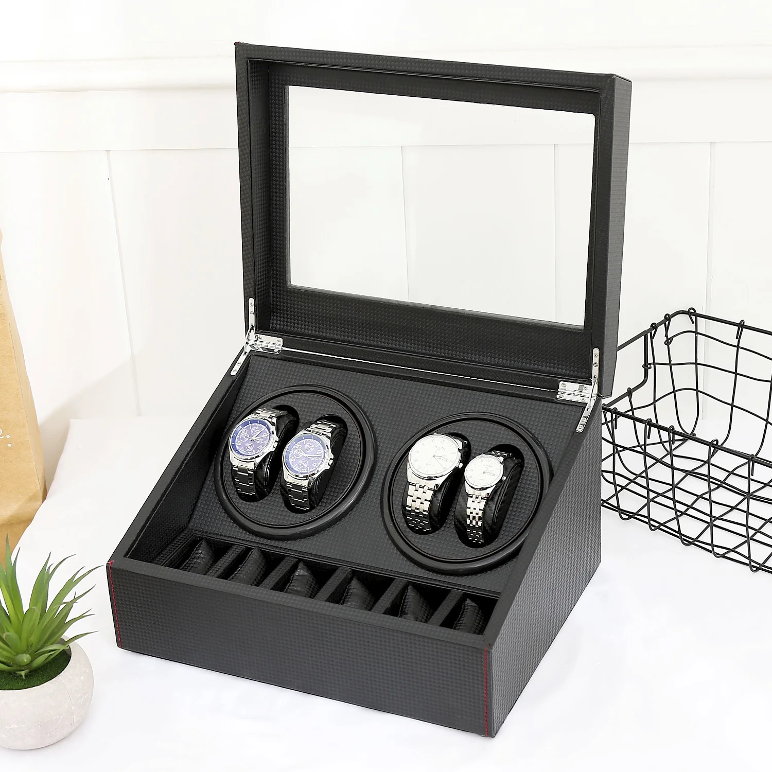 Automatic Watch Winders Box Rotator Watchwinder Carbon Fiber Watch