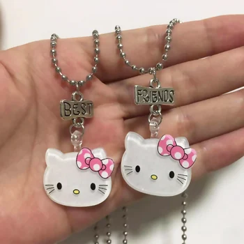 

Korean Jewelry Cartoon Holle Kitty Necklaces Good Friend Pendant Cat Girl Children Necklace Best Friend Gifts