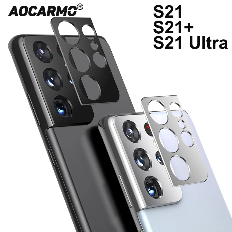 Aocarmo Voor Samsung Galaxy S21 S21 + S21U Ultra Achter Back Camera Lens Glas Cover Metal Aluminium Beschermende Film