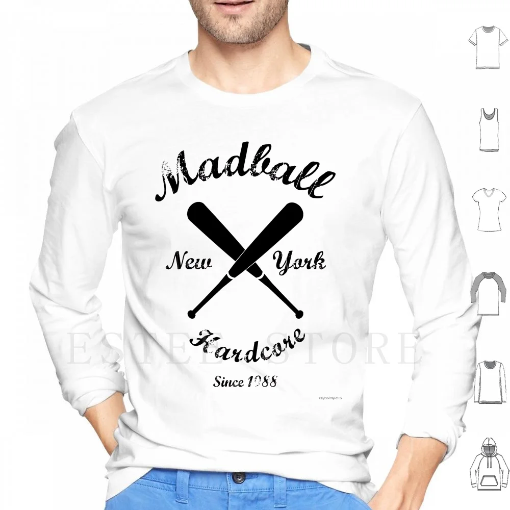 Felpe Con Cappuccio Madball Manica Lunga Madball Ny Hardcore Hc Punk Music Band Agnostic Front Old School Bat Baseball Italia