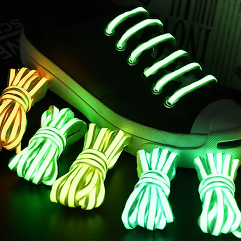 1 Pair 100 120cm Flat Reflective Runner Shoe Laces Safety Luminous