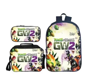 

Hot Sale 3 Pcs/Set Fashion Printing 3D Plants VS Zombies Children Backpacks for Kids Cartoon Dinosaur School Bags Boys Bookbag