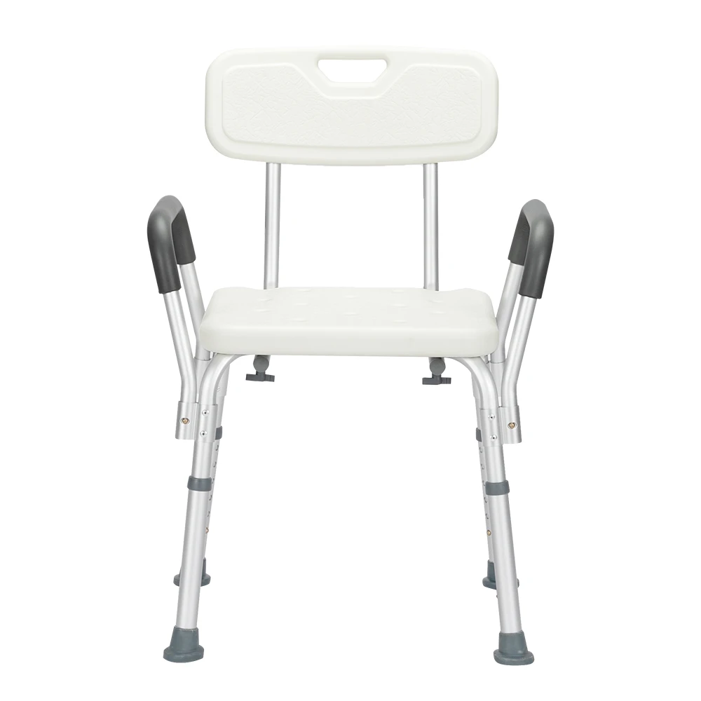 

Bath Chair Bathroom Stool Aluminum Alloy Lifting Bath Chair 6 Files With Armrests With Backrest PE Seat Stool Rubber Floor Mat
