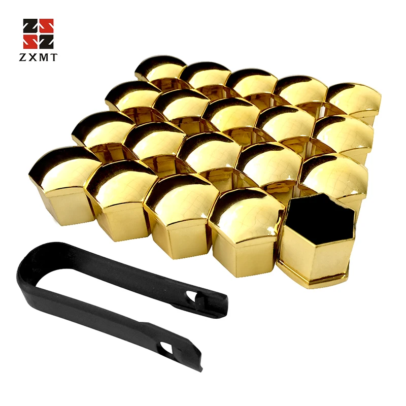 

ZXMT 20Pcs Universal Car tire screw cap Anti-Rust 17 19 21mm sivler Chrome Glossy ABS Auto Trim Tyre Wheel Screw Protection