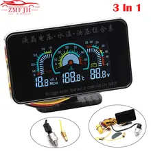 3 IN 1 Universal car 12v/24v LCD Truck Car Oil Pressure Voltage Water Temperature combination table With Sensors