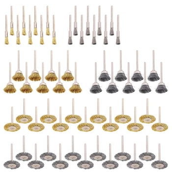 

GTBL 72Pcs Wire Wheel Brushes Kit, Including Brass and Steel Wire Brush Set 1/8Inch (3mm) Shank for Dremel Accessories Rotary To