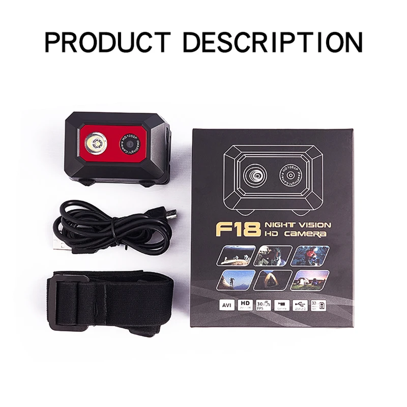 Mini Sport Action Câmera Filmadora Visão Noturna Sos Capacete Montado na Cabeça Gravação de Vídeo Moto Dvr Câmera ao ar Livre F18 - Image 5