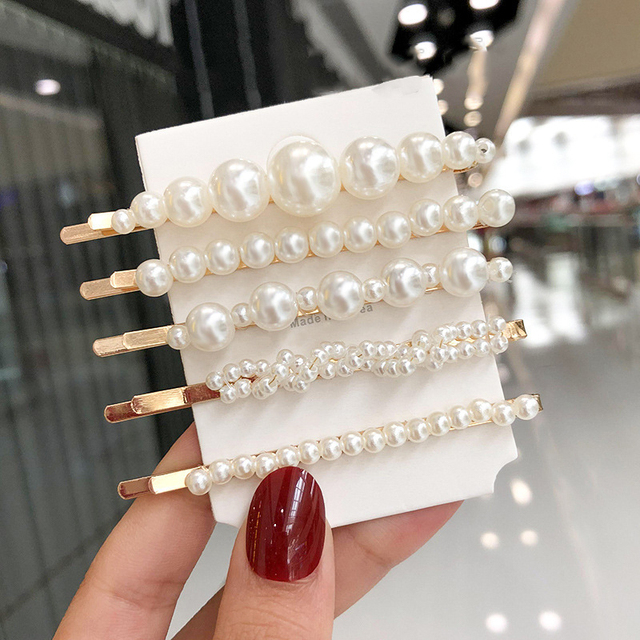 Pearl Barrettes Beaded Geometric Women Hair Clip Hairgrips Hair Accessories Girls Jewelry Fashion Hair Pins