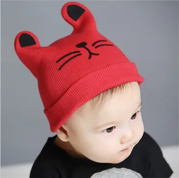 

Winter Cute Children Woolean Hat Baby's Korean Version Hat Sheep Horn Cap Labeled Baby Bear Cartoon Cap Knitted Cap Neonatal Cap