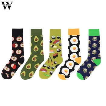 

Womail Men's and women's wild casual food series printed tube socks Print Cotton