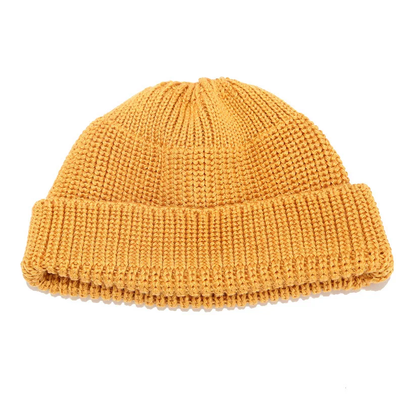 Надежные часы кепка хип хоп Skullies шляпа мужская вязаная короткая шапочки Череп Кепка бежевый хаки черный желтый