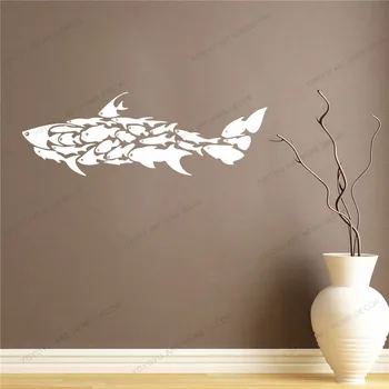 

Cartoon Fish Ocean Large Shark Animal Wall Decal Kids Room Nursery Under Sea Fish Shark Wall Sticker Bedroom Vinyl Decor CX513