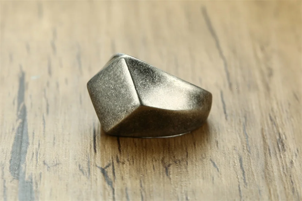 Мужское квадратное плоское кольцо-печатка для мужчин, ювелирные изделия из нержавеющей стали, винтажные окислительные серые мужские ювелирные украшения