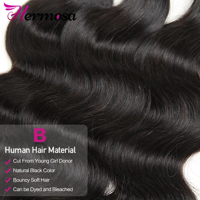 Hermosa Human Hair 3 Bundles With Frontal Closure Brazilian Body Wave 13x4 Lace Frontal With Bundles Hermosa Human Hair 3 Bundles With Frontal Closure Brazilian Body Wave 13x4 Lace Frontal With Bundles Middle Ratio Non-Remy Hair