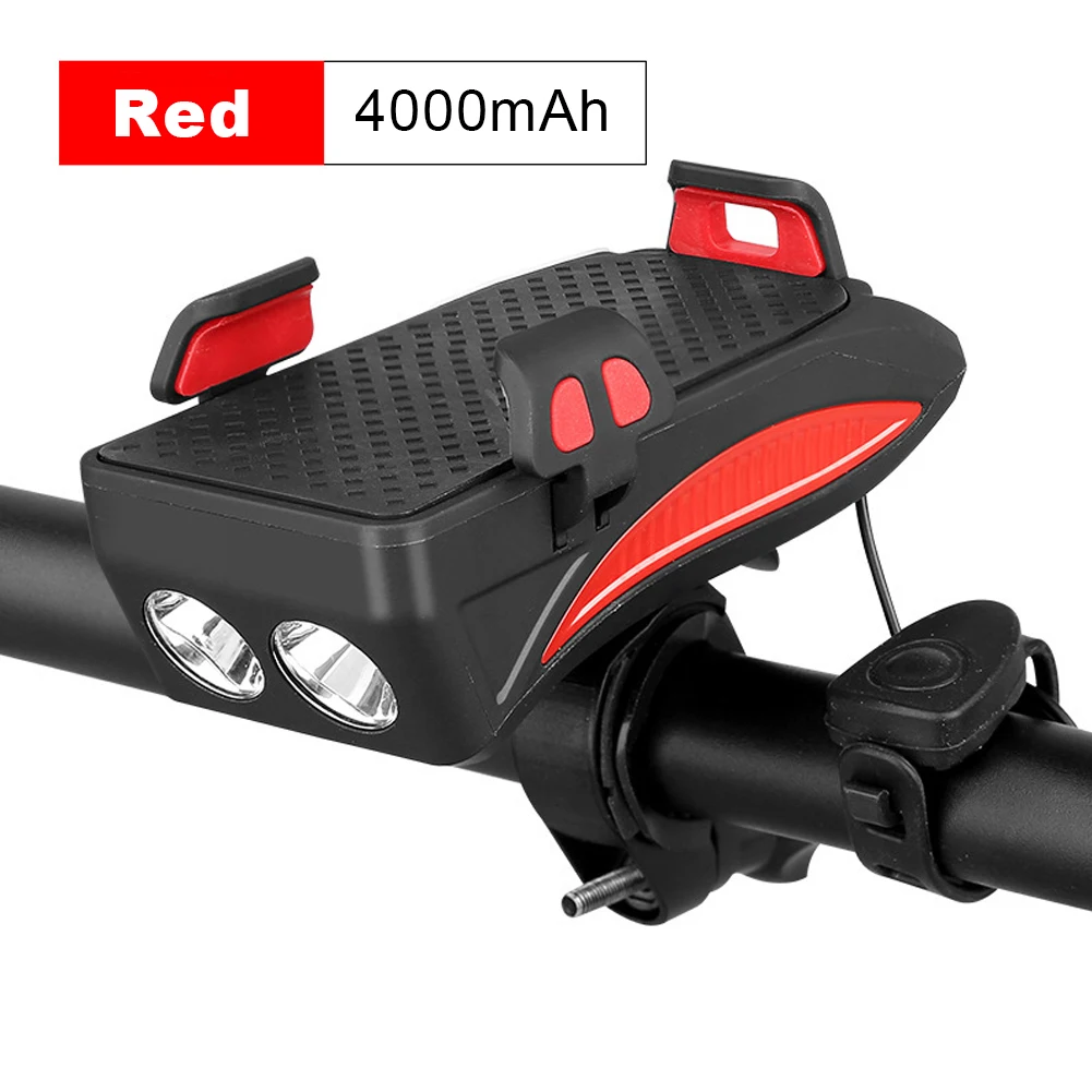 2000/4000LM Bicycle Light USB Rechargeable LED Bicycle Headlight Bike Horn Handlebar Phone Holder 3 in 1 multi-function light