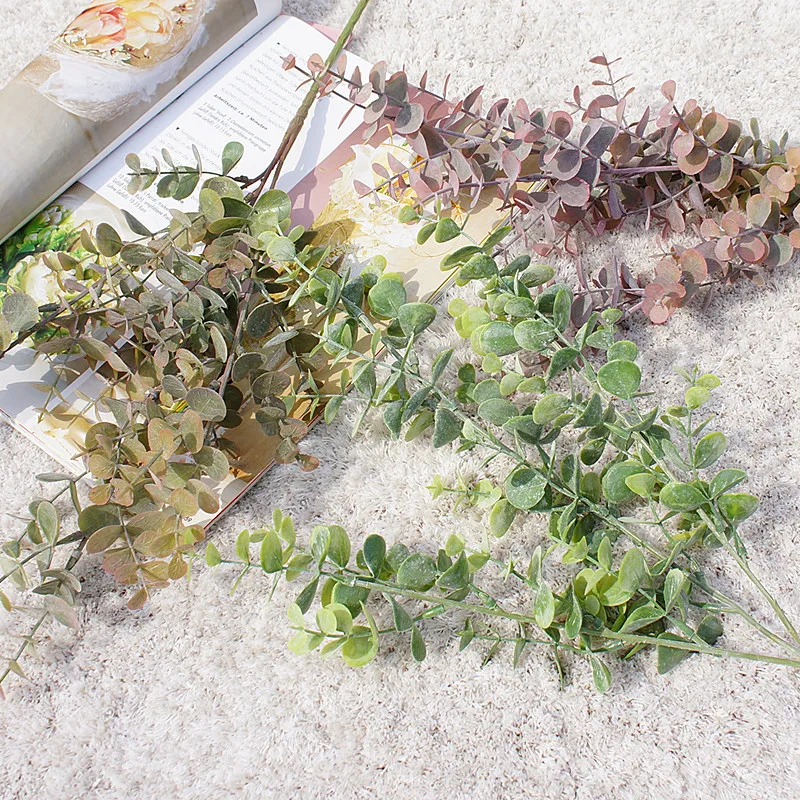 

artificial plastic plants leaves tree green eucalyptus branch for garden wedding decoration faux fake foliage christmas decor