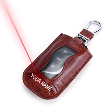 Индивидуальный чехол для ключей, гравировка имени, натуральная кожа, винтажная сумка для ключей автомобиля с ПВХ окном