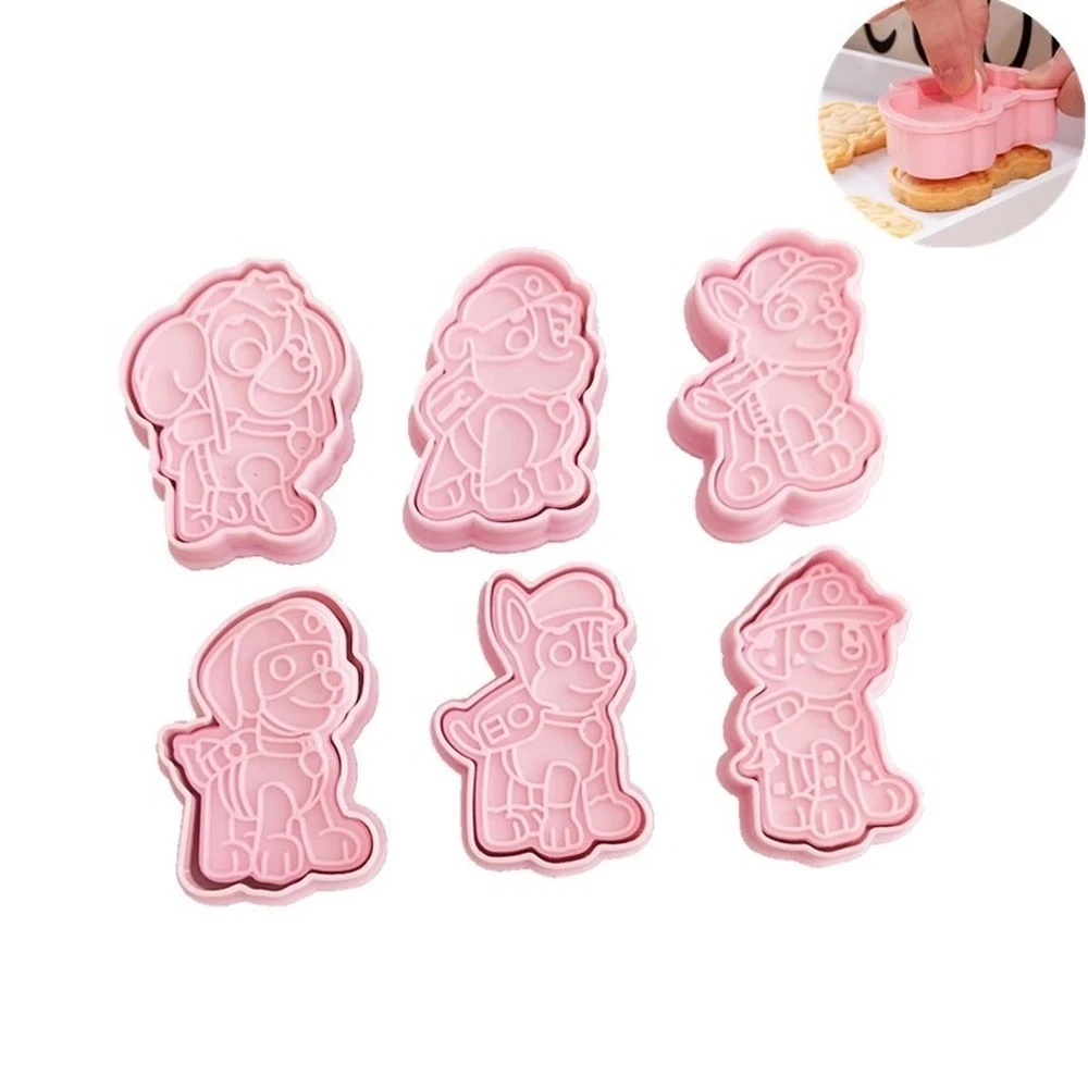Cortador de galletas 3d, molde para hornear, 6 unidades, foremki do ciastek Push, My Little poni, juego de cortadores de galletas, molde de dibujos animados 3d