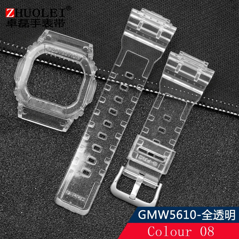 Прозрачный чехол из смолы для Casio g-блок GA ba110 dw5600/6900 gw9400 - Цвет ремешка: Черный белый