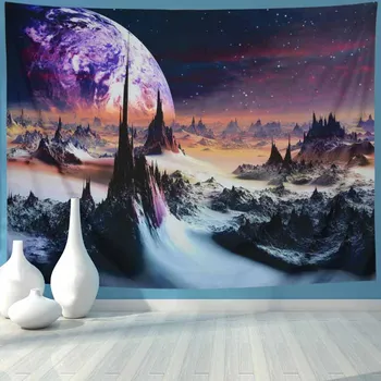 

Fantasy Astronaut Tapestry Wall Hanging Landscape Backdrop Decor Wall Tapestry Hippie Wall Carpet Polyester Tapestry Blanket