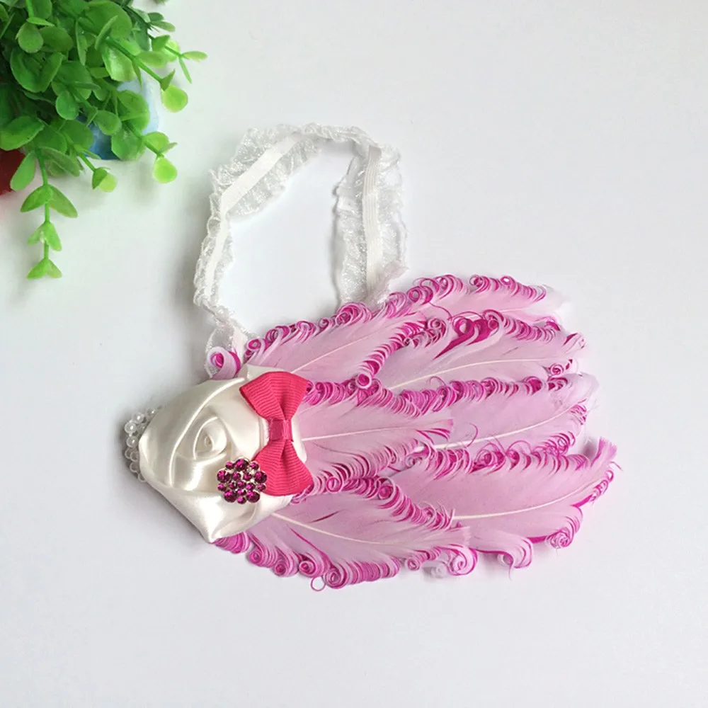 Baby Girls Newborn Headwear Baby flower bow feather headband feather baby headband girl hairbands bow hair Headbands
