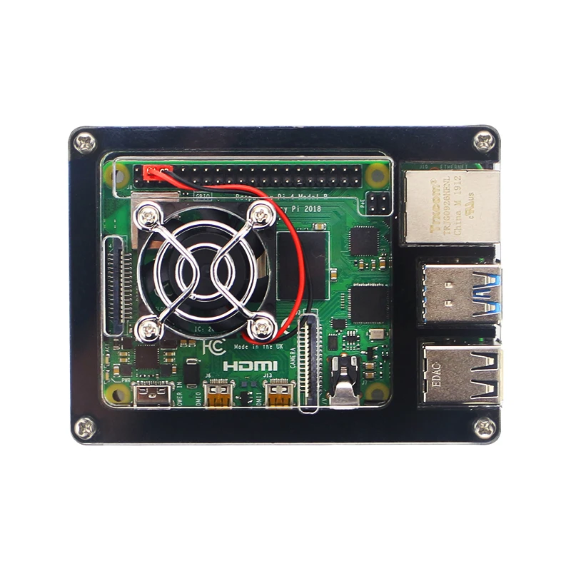 Raspberry Pi 4B 9 Слои прозрачный и черный чехол акриловая коробка защитный кожух оболочки с охлаждающим вентилятором защитную крышку для RPi 4