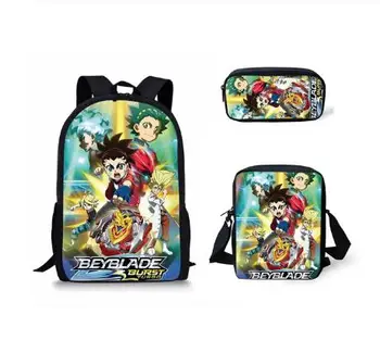 

Fashion Children's School Bags Beyblade Anime Pattern Large Shoulder Backpack 3Pcs/set Kids Custom Students Bookbags