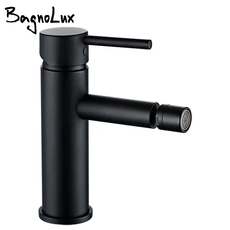 Alba Round Matte Black Bidet Mixer Tap Faucet Adjustable Aerator