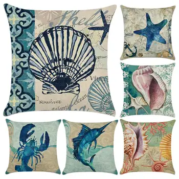 

45x45cm Marine Animals Pattern Cushion Cover Throw Pillow Case Home Sofa Decor