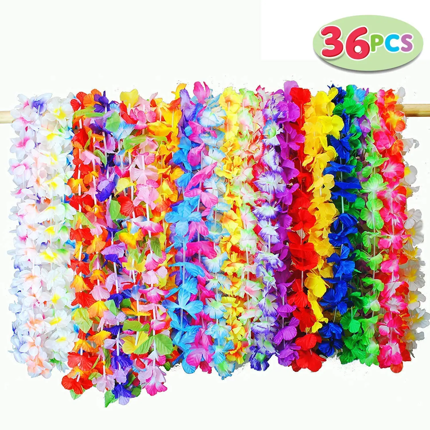 

metable 36 Counts Tropical Hawaiian Luau Flower Lei Party Favors (3 Dozen)