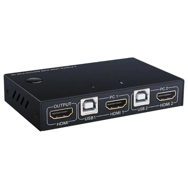 USB HDMI KVM Switch Box 4K 30Hz/60Hz Video Display Switcher 2 PC Sharing Keyboard Mouse Printer Spl