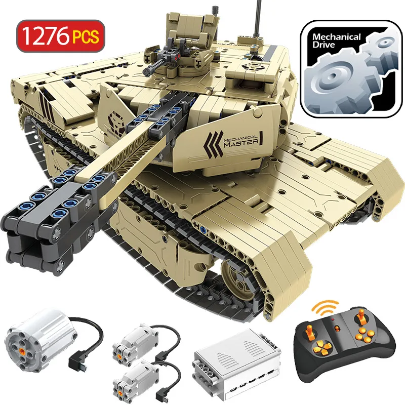 2,4G RC M1A2 модель танка, строительные блоки, совместимые военные блоки для танков с дистанционным управлением, 1276 шт Наборы игрушек для детей